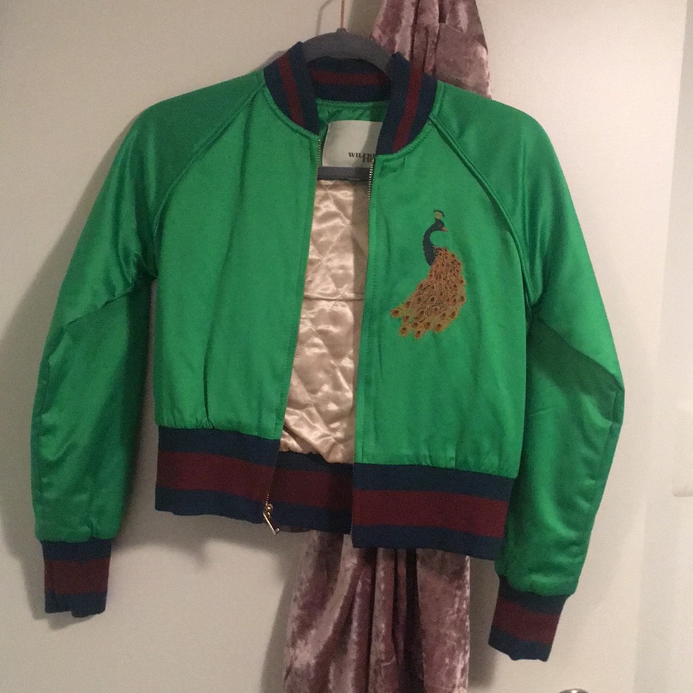 aritzia wilfred green bomber jacket